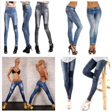 Джинсовые Леггинсы женские повседневные спортивные Леггинсы Зима Осень лоскутные леггинсы черный синий цвет