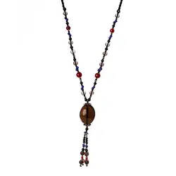 Подвеска на свитер ожерелье длинный абзац дикий аксессуары, цепочка на свитер кристалл кулон элегантные в Ретро этническом стиле украшения