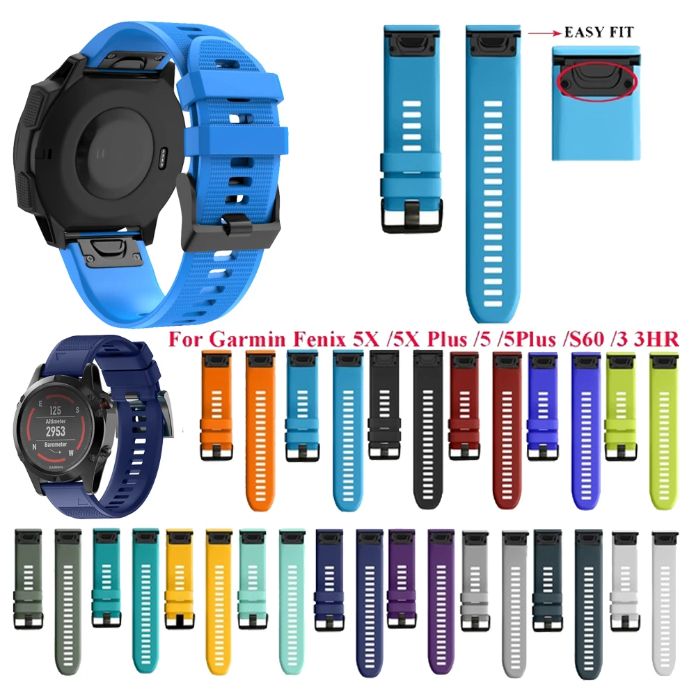 

NEW Silicone 26 22 20mm Quick Release Watchband Wriststrap for Garmin Fenix 5X 5 5S plus S60 Watch Easyfit smartWatch Wrist Band
