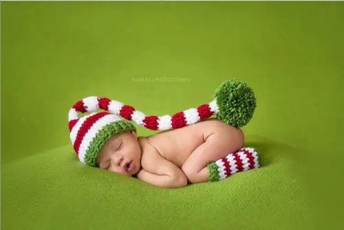 Новорожденных девочек и мальчиков 0-4 м, хлопковая шерстяная шапка вязаный крючком длинным хвостом наряд для фотосессии, одежда для студии