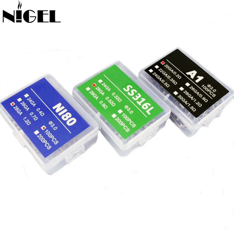 Найджел NI80 катушки A1 SS316L 100 шт. нихром готовые 20GA 24GA 26GA 28GA forDIY RDA RTA ввиду