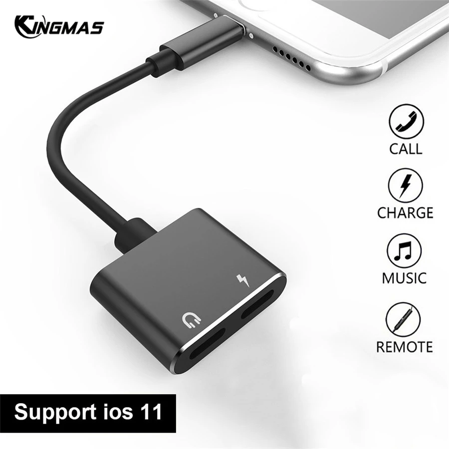 

2 in 1 For dual Lighting Charging&Audio Adapter Splitter Headphone Aux Cable Charge/Call OTG adapter for IOS iPhone X 7 8 Plus