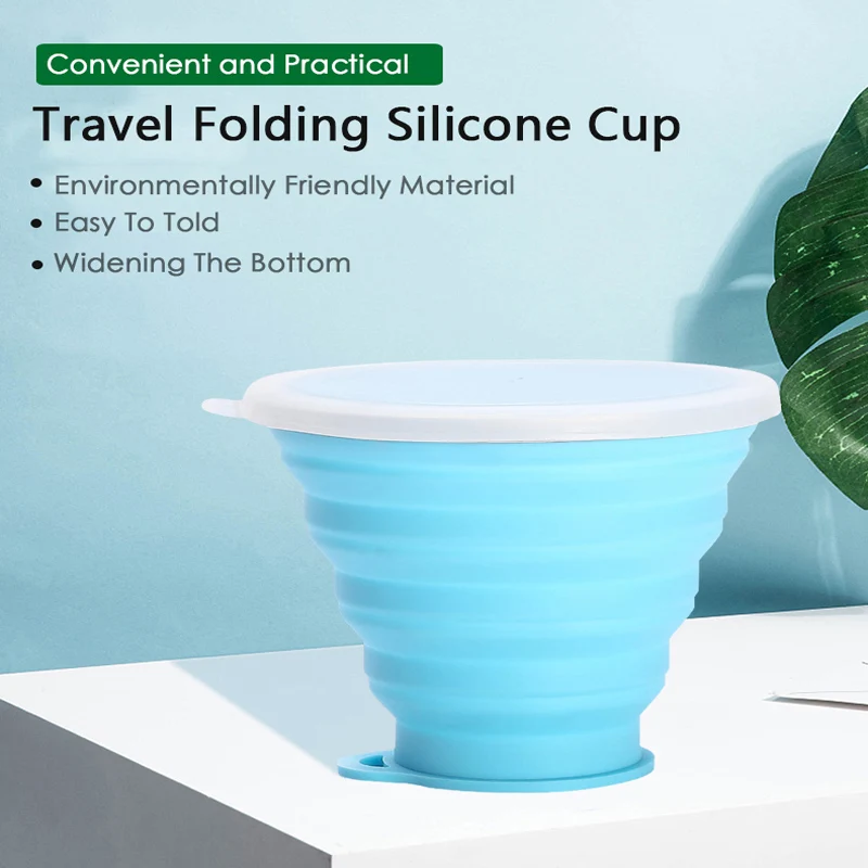 

NEW Portable Silicone Retractable Folding Cup with Lid Outdoor Telescopic Collapsible Drinking Cup Travel Camping Water Cup