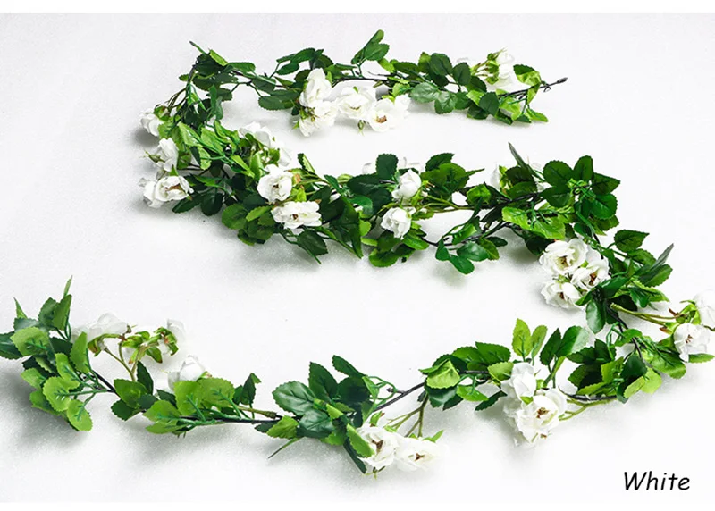 Flone Artificial Silk Rose Fake Flowers Vine Rattan 1.8m Roses Vine Wedding Patio Air Conditioning tube Home Wall Art Decoration (3)