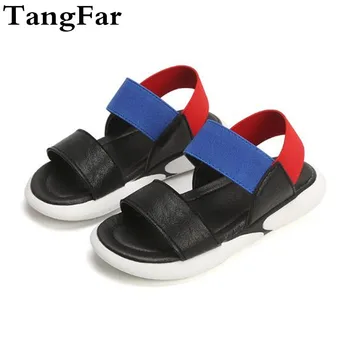

Summer Casual Beach Sandals For Girls Non-slip Soft Bottom Kids Elastic Band Sandal Breathable Leather Children Shoes New