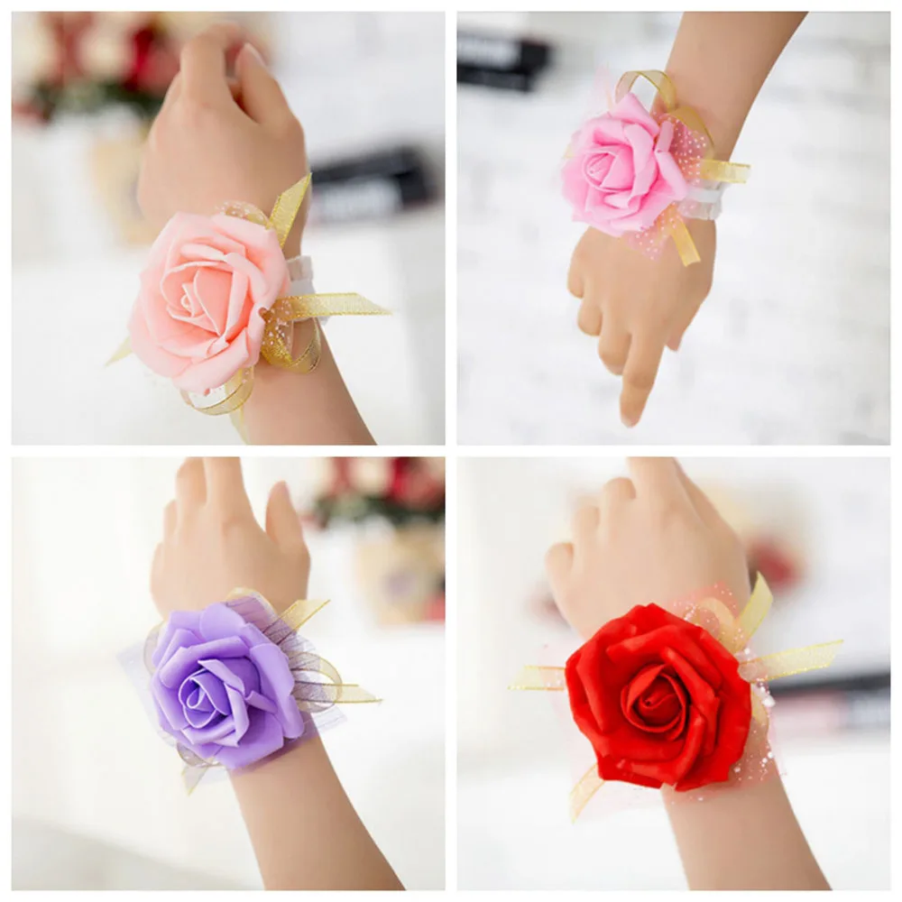 4 Colors 1 PCS Wedding Wrist Flowers Bridesmaid Silk Rose corsages Hand Flower Artificial Flowers For Wedding Decoration 4 Colors 1 PCS Wedding Wrist Flowers Bridesmaid Silk Rose corsages Hand Flower Artificial Flowers For Wedding Decoration