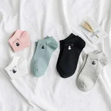 Новинка; однотонные короткие носки для отдыха с рисунком кота из мультфильма; удобные дышащие Хлопковые женские короткие носки; Chaussettes