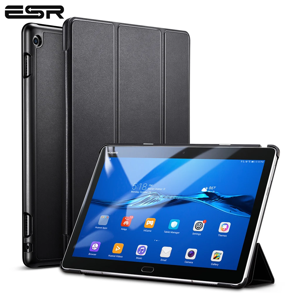 

ESR Case for Huawei M3 10 Lite Cover PU Leather Transparent PC Back Ultra Slim Lightweight Tri Fold Smart Cover for Huawei M3