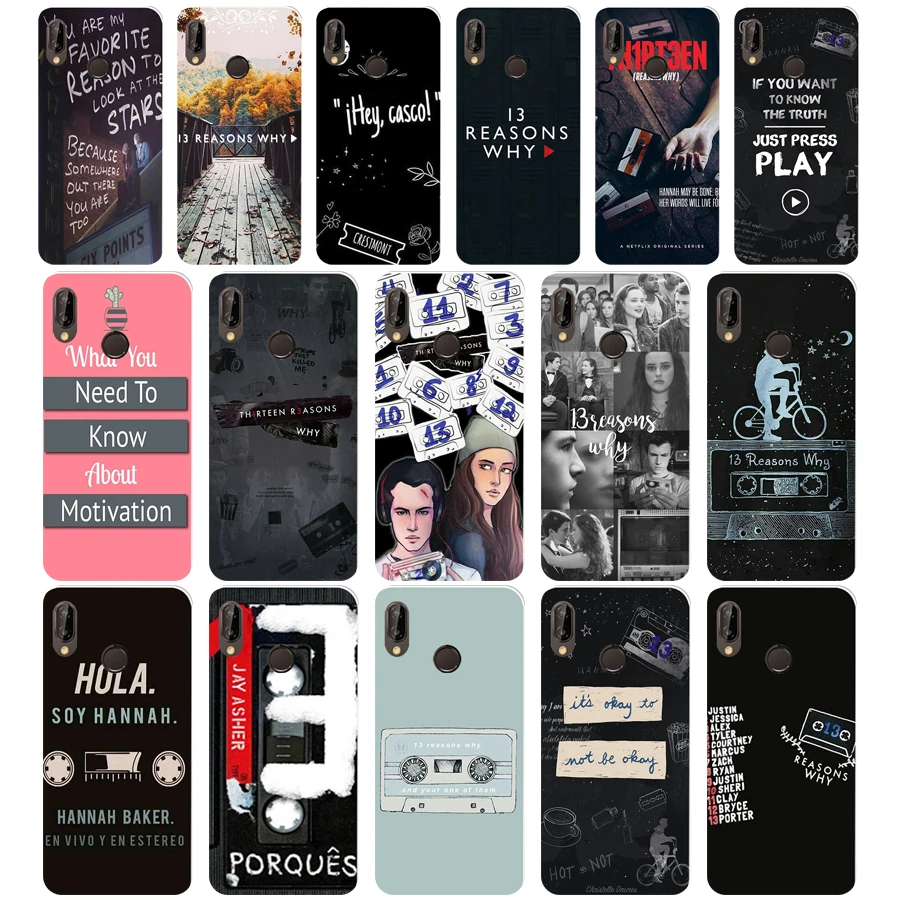 5WE 13 причины почему Цитата Мягкий Силиконовый ТПУ чехол для Honor 10 huawei p 20 30 lite y5 2018 p30