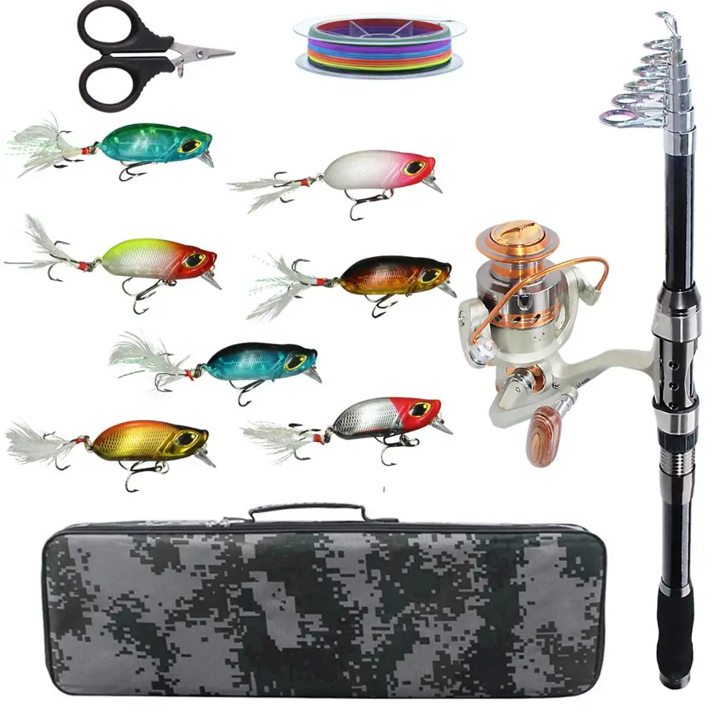 Fishing Rod Combo tools Kit carbon firber Spinning Telescopic Rod Reel Set with fishing Line hard bait for lure fishing tackle Fishing Rod Combo tools Kit carbon firber Spinning Telescopic Rod Reel Set with fishing Line hard bait for lure fishing tackle