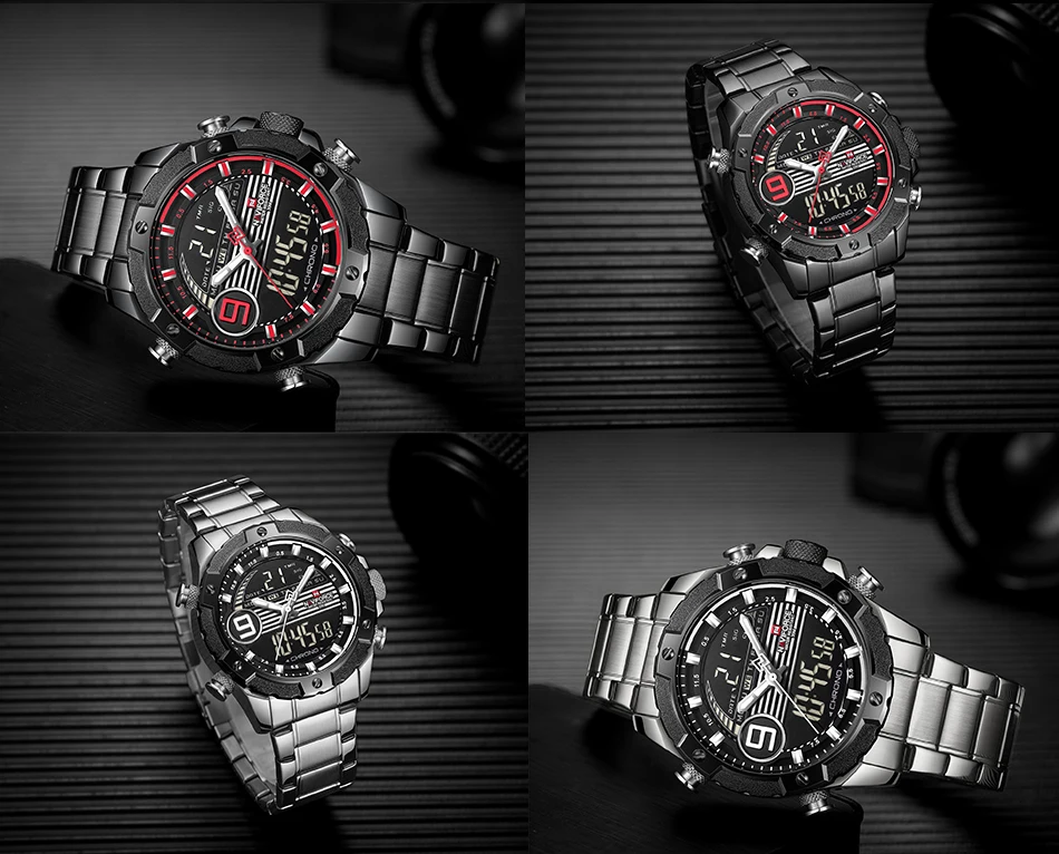 Для мужчин s часы Топ Элитный бренд NAVIFORCE модные спортивные часы для мужчин кварцевые цифровые часы для мужчин s Военная Униформа