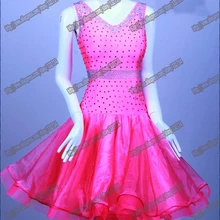 Для женщин Одежда для латинского танца для девочек Сальса женское Несимметричное платье Танго, Самба Румба Чача платье для танцев, платье для латино-американских танцев платье