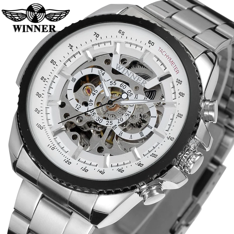 

Winner Men's Watch Classic Automatic Skeleton Dial Roman Numbers High-end Brand Dress Wristwatch Color White WRG8053M4T1