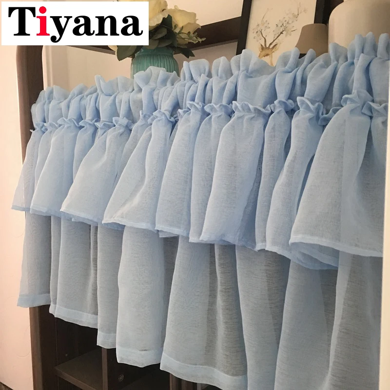 

Solid Color Valance Short Half Curtain For Living Room Decor Kitchen Door Desk Partition Lace Tulle Curtains Dust-proof QTA34