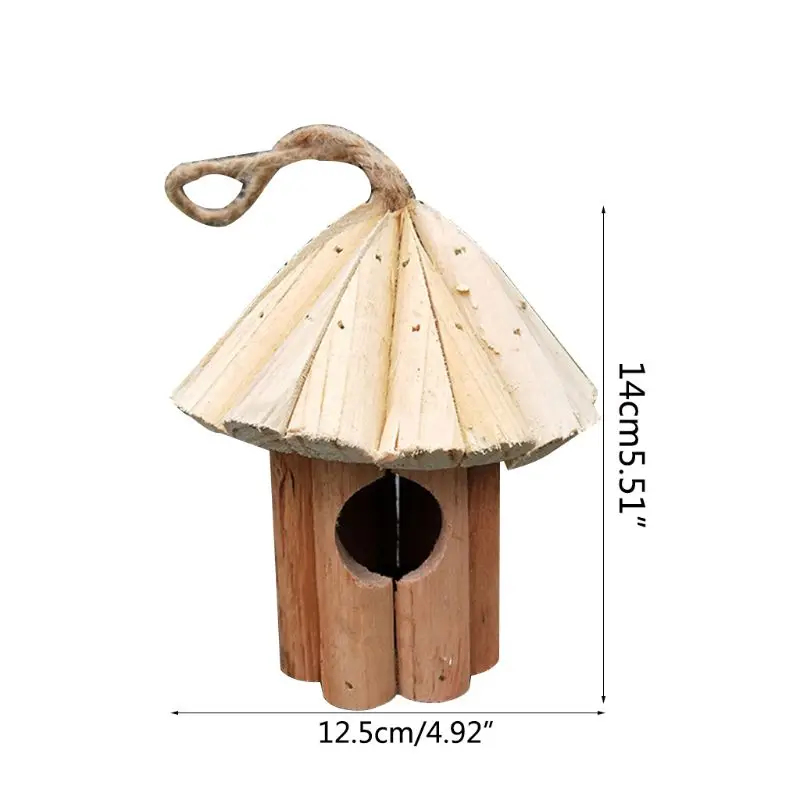 Fir Cone Bird House Wooden Birds Nest Handmade Wood Crafts With Rope Lanyard Hanging Birdhouse