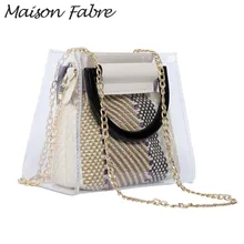 Сумка для женщин, сумка через плечо из ПВХ, сумка на цепочке, прозрачная винтажная сумка для девочек, сумка на плечо с ремнем и ручками, женские повседневные сумки