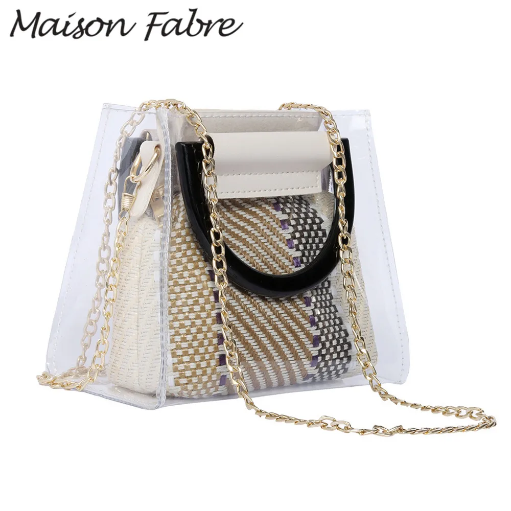 

Maison Fabre Bag women PVC crossbody bag chain Transparent vintage bag girls shoulder bag strap handles Ladies casual handbags
