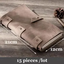 15 шт./лот Натуральная кожа Винтаж пустой Дневники журналы Блокнот записная книжка заклепка traveler серый Книга Школа