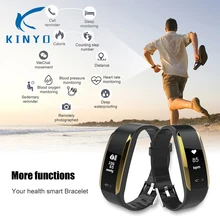 Kinyo новейшие смарт-браслет сердечного ритма для отображения данных по содержанию кислорода в крови IP67 Водонепроницаемый Будильник с функцией buetooth 4,0 пк-xiomi mi band 3