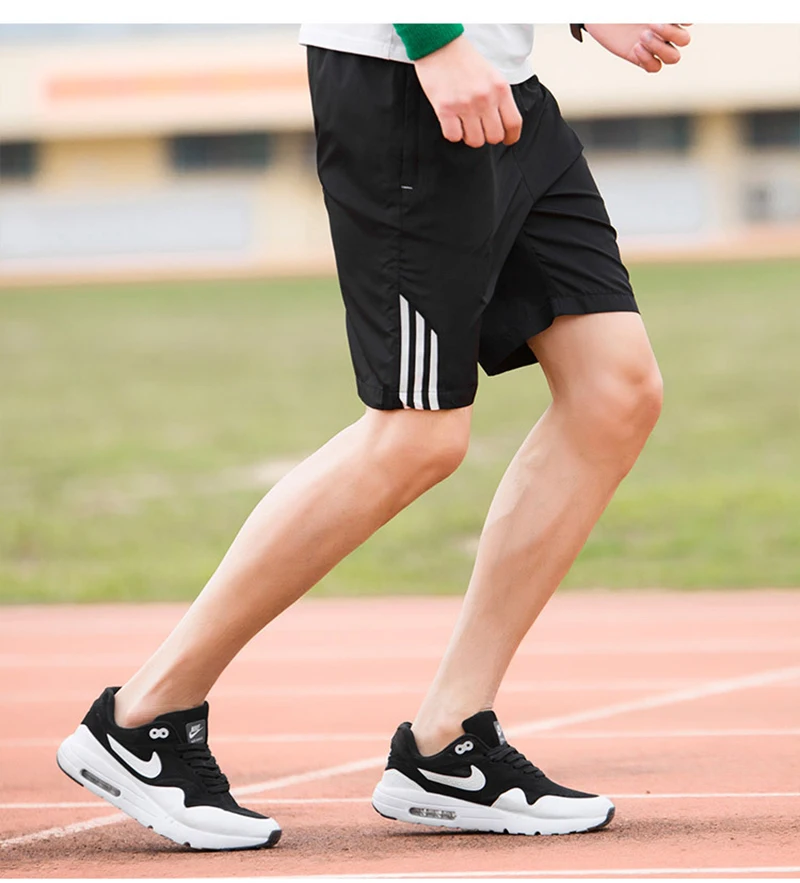 2019 мужские шорты три линии Дизайн Спортивные штаны Летние Фитнес Базовый раздел эластичный пояс 8XL Размер пояс для бега тренировка