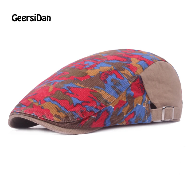 

GEERSIDAN NEW arrival Fashion Camouflage Beret Hat For Men Women Gorras Planas cutton Peaked Flat Cap Casquette Boina Masculina