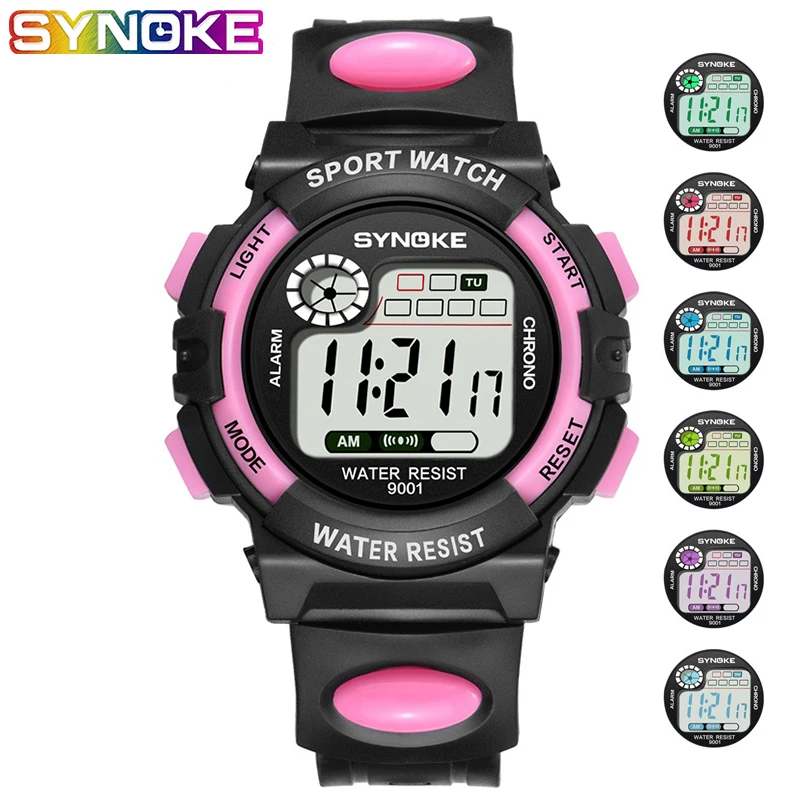 SYNOKE детские часы для мальчиков и девочек цифровые светодиодные Кварцевые Будильник Дата спортивные электронные спортивные часы G