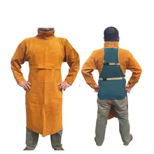 Безопасность сварочный комплект одежды с длинным рукавом из коровьей кожи Фартук защитный паяльник комбинезон для мужчин и сварщиков GM1011