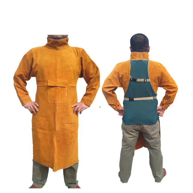 Safety Welding Clothing Set Long Sleeve Cow Leather Apron Protective