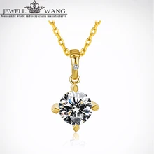 Jewellwang Moissanite Pendants for Women Poker Design 0.5ct Certified Color Jk/vvs Forever 18K Real Yellow Gold Pendant Original