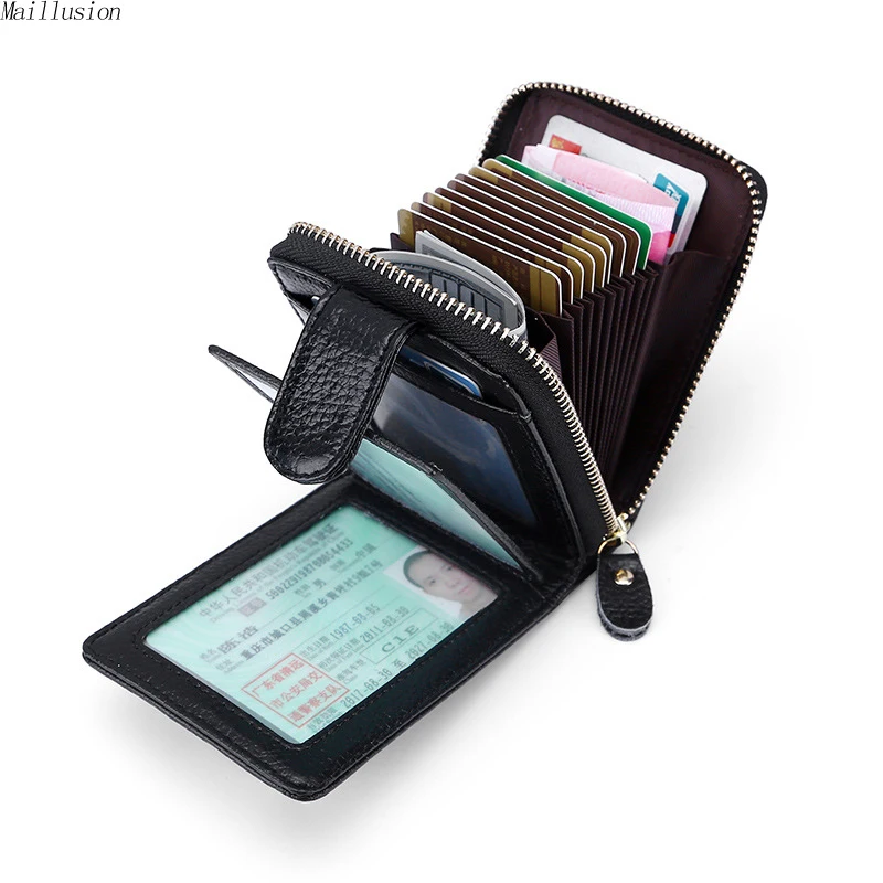 Goede Maillusion RFID Lederen Unisex Visitekaarthouder Portemonnee Kussen Portemonnee Mode Hasp Creditcard Vrouwelijke Reizen Portemonnee