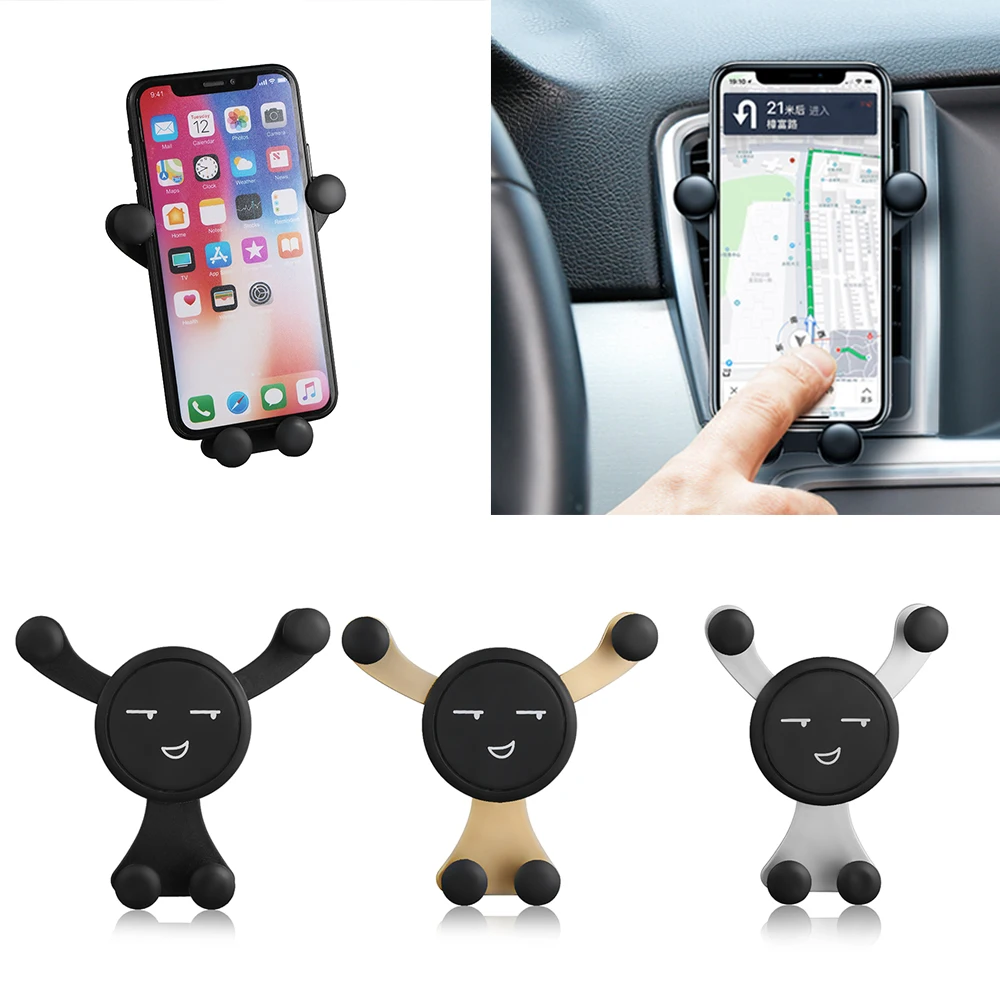 

Car Universal Mount Air Vent Clip 360 degree Rotating Smile Mobile Phone Holder GPS ABS Smartphone Portable Gravity Stand