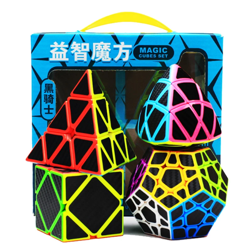 

4 PCS/SET Carbon Fiber Magic Speed Cube 2x2x2 3x3x3 4x4x4 Puzzle Speed Cube Carbon Sticker Skew Meagminx Magico Cubo