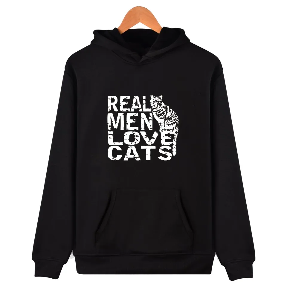 Real men love cats hoodies for Men Fashion Printing 5 colors Plus Size
