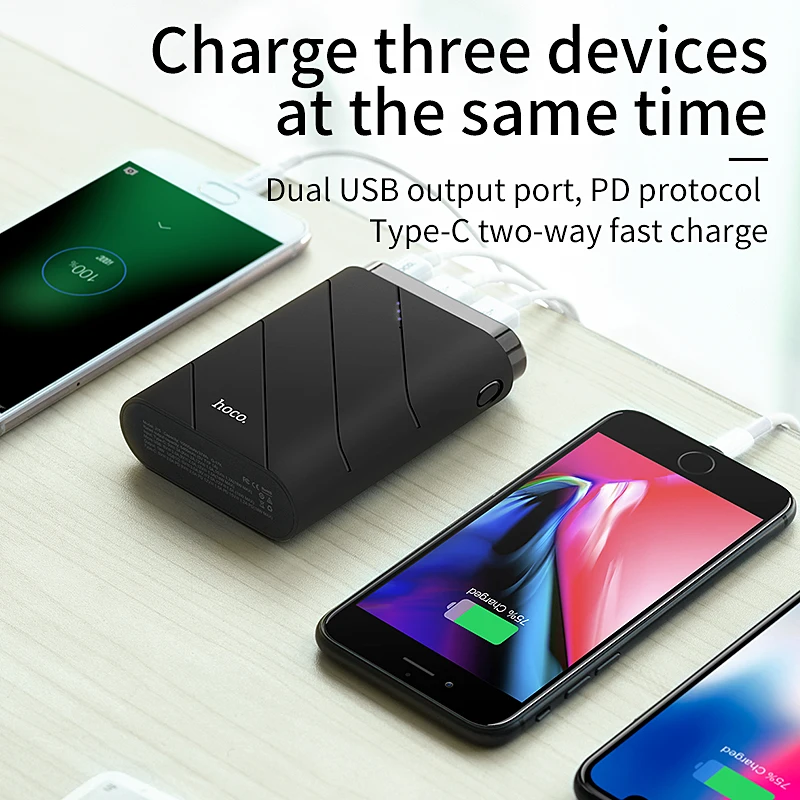 HOCO Quick Charge 3.0 USB Power Bank 10000mAh Portable PD Fast Charger 18W Power Delivery Powerbank Charger For iPhone X XS Max