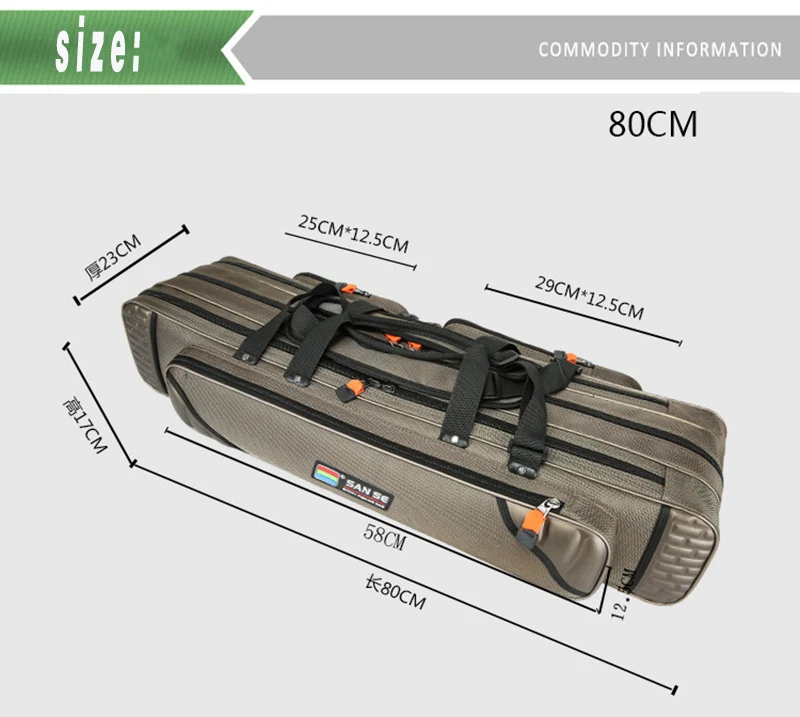 Большой-Ёмкость рыболовные снасти Сумка для рыболовных снастей 80/90/100/120 см 3 Слои толстые Водонепроницаемый Рыбалка рюкзак сумка для рыбалки - Цвет: 3 layer-80
