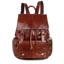 Maxdo High Quality Vintage Unisex Brown Women Men 100% Guarantee Real Genuine Leather Backpack Men Travel Bag #M7249