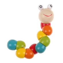 New Cute Baby Variety Twist-colored Insects Educational Inchworm Wooden Toys Blocks FCI#