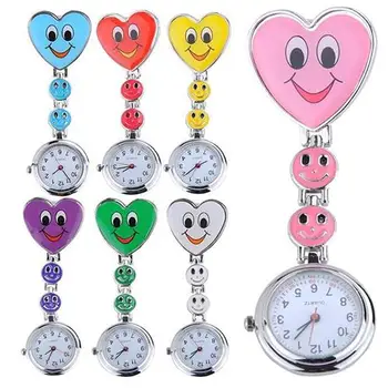 

Women's Cute Smiling Faces Heart Clip-On Pendant Nurse Fob Brooch Pocket Watch