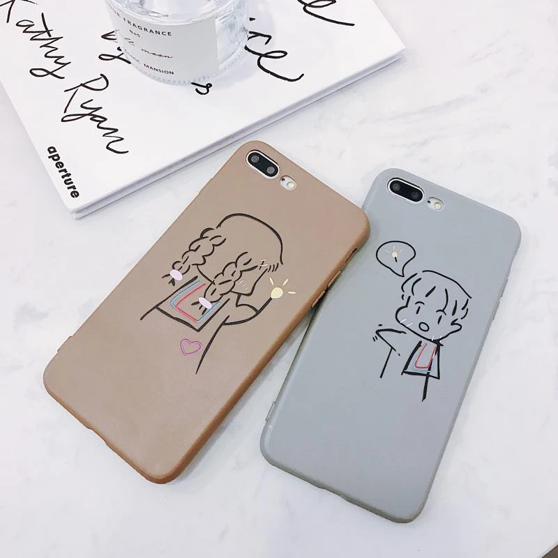 Корейский мультяшный чехол для пары лампочек девушек iPhone 11 Pro X XS XR MAX 6 6S 7 8 plus