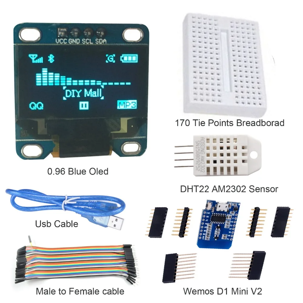 RCmall ESP-8266 esp8266 WEMOS Метеостанция комплект IOT Стартовые наборы для arduino с OLED FZ2691