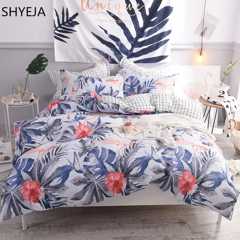 

SHYEJA Bedding Set Single Double Quen King Size Flat Sheet Fitted Sheet Pillow Cases Nature Duvet Cover Quilt Cover Bed Cover