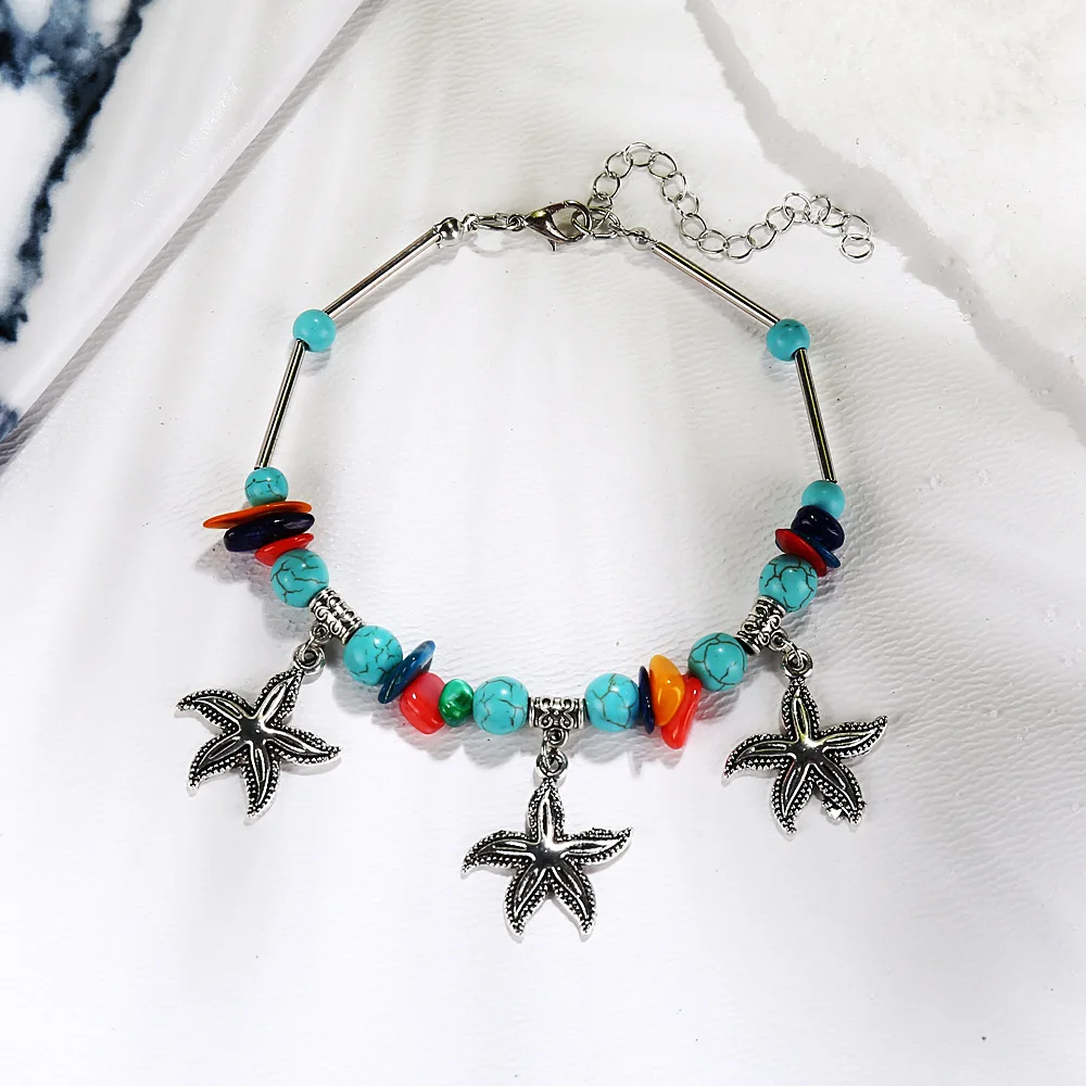 Модные жемчужины Морская звезда талисманы браслеты ножные браслеты для женщин лето ног цепи в виде ракушки подарок Пляж Морская звезда