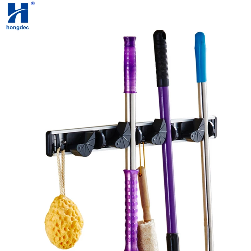 

Hongdec Broom Holder and Garden Tool Organizer for Rake or Mop Handles Up To for Kitchen Bathroom