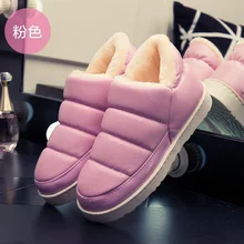 Femmes bottes de neige glissement sur plat talon imperméable cheville bottes pour femmes plate-forme bottes épais en peluche hiver chaussures chaudes # CXL79