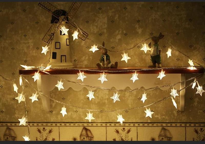 5 м 50 светодиодный фея звезда строки AA Батарея питание для рождественских вечерние свадебные украшения дома праздник 9 Цвета освещения