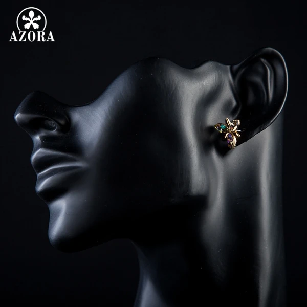 AZORA золотые Stellux Австрийские Серьги гвоздики с цветком TE0054|crystal flower stud earrings|flower