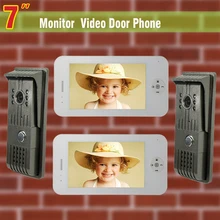 7 Inch monitor video door phone intercom system Video doorphone doorbell Kit visual intercom 2-night vision Camera 2-Monitor