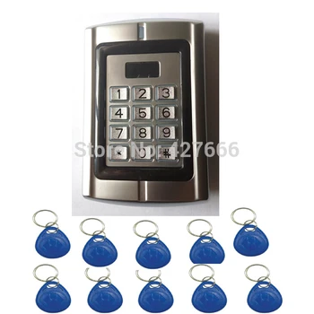 

10PCS Keyfods Proximity Access Control Machine Door Entry Single Door Lock / Metal Keypad access control with 125K Card Reader