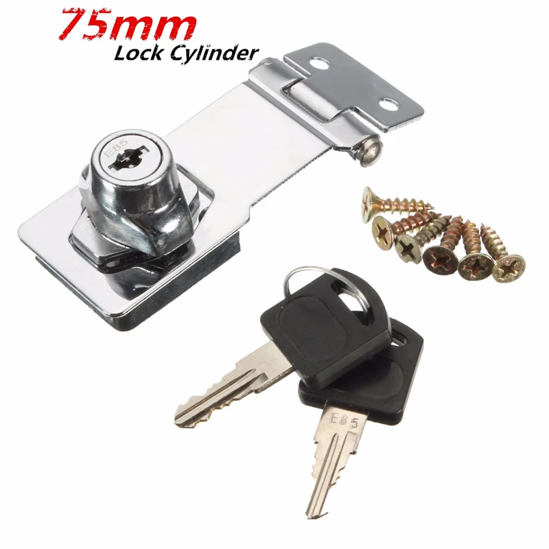 

MTSPACE 75mm Stainless Steel Plating Self Locking Security Hasp Staple 2 Keys Lock Shed Cupboard Padlock Door/Shed/Gate/Van Lock