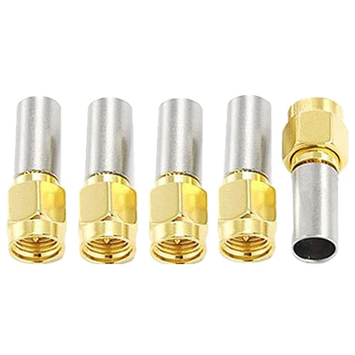 

5x SMA Connector RF Coaxial Connector Crimp For RG58 RG142 RG400 LMR195 RG223 Gold silver